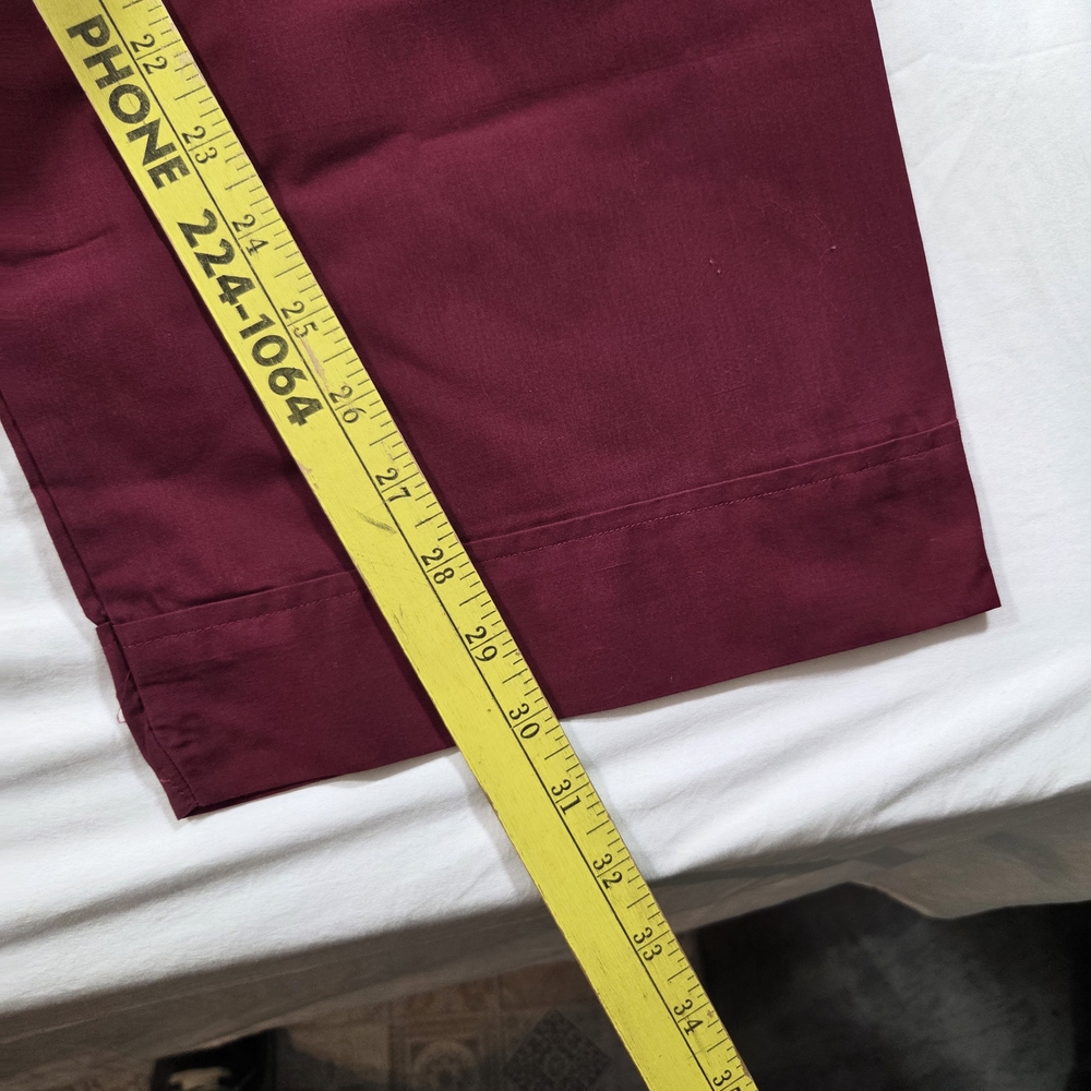 Van Heusen Pjs Pajamas Men's Burgundy Shirt Button Down Long Sleeve Pants Cotton - Picture 9 of 10